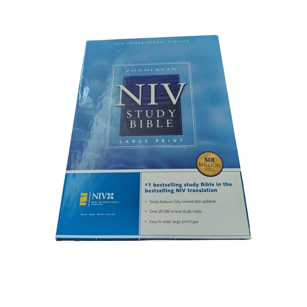NIV Large Print Reference Study Bible Black Bonded Leather Cover Zondervan NIB